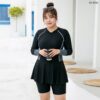 81-1095N (1) 81-1095 ชุดว่ายน้ำกันยูวีแถบเทา