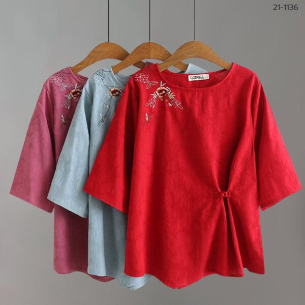 21-1136 (1) เสื้อคอกลมผ้าป่าน