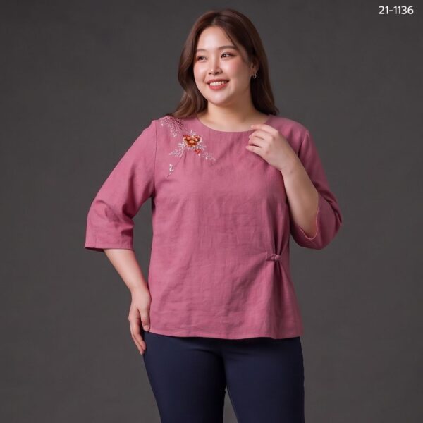 21-1136 (3) เสื้อคอกลมผ้าป่าน