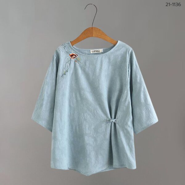 21-1136 (4) เสื้อคอกลมผ้าป่าน