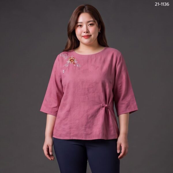 21-1136 (4) เสื้อคอกลมผ้าป่าน