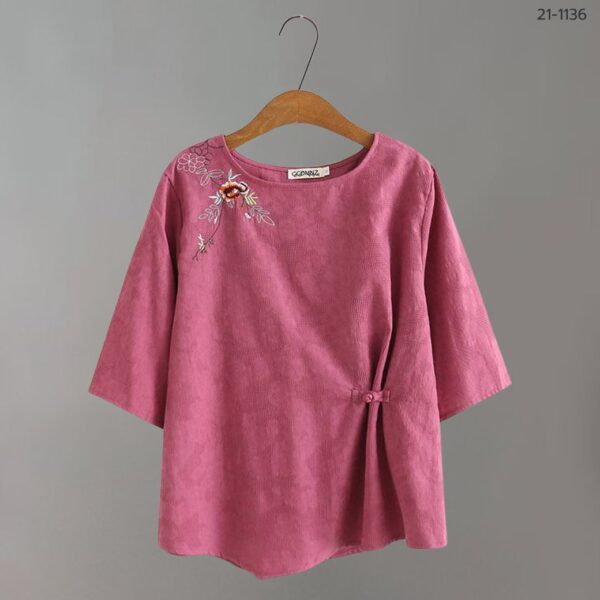21-1136 (5) เสื้อคอกลมผ้าป่าน