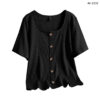 เสื้อคอกลมแต่งกระดุมหน้า