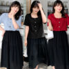 เสื้อคอกลมแต่งกระดุมหน้า
