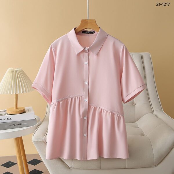 เสื้อเคอปกแขนสั้นสีชมพู
