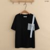 เสื้อยืดคอกลมแต่งผ้ายีนส์