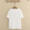 เสื้อยืดคอกลมแต่งผ้ายีนส์