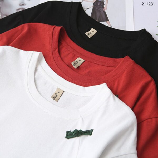 เสื้อยืดคอกลมปักลายจีน