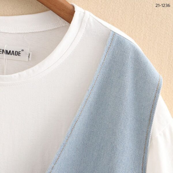 เสื้อยืดแบบยาวแต่งเสื้อกั๊กยีนส์