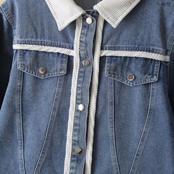 เสื้อคลุมยีนส์ตัดต่อผ้าลูกฟูก