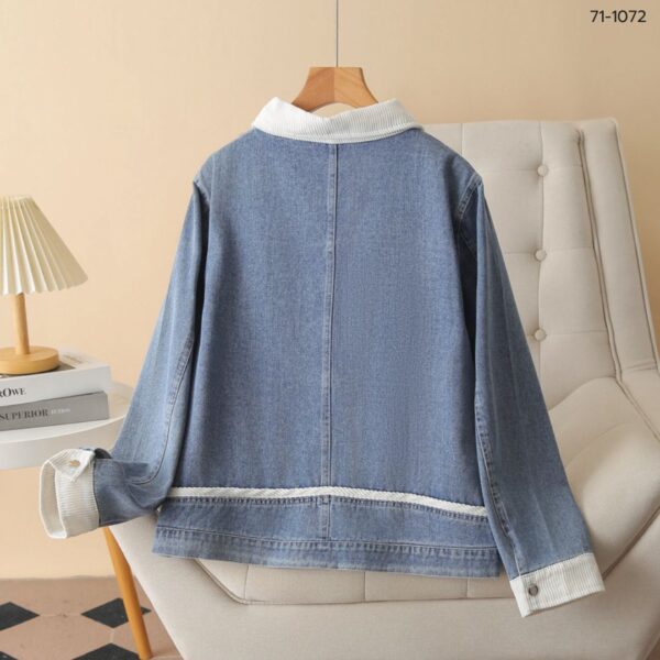 เสื้อคลุมยีนส์ตัดต่อผ้าลูกฟูก