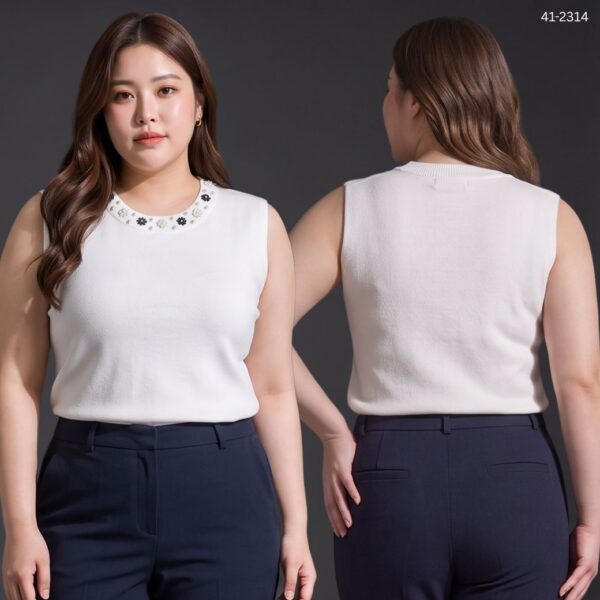 41-2314 (2) เสื้อแขนกุดปักมุก