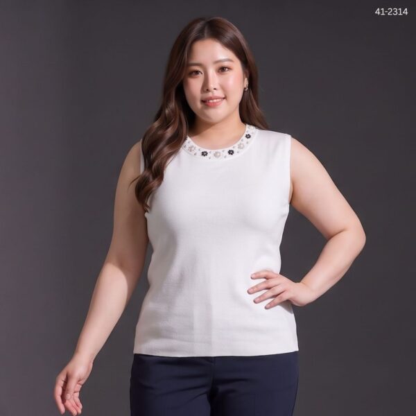 41-2314 (4) เสื้อแขนกุดปักมุก