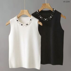 เสื้อแขนกุดปักมุก