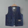 21-1243 (1) เสื้อยีนส์แขนกุดคอวี