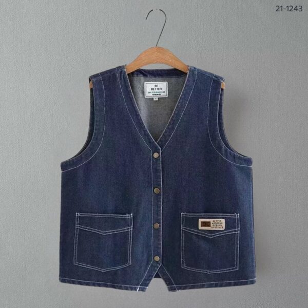 21-1243 (1) เสื้อยีนส์แขนกุดคอวี