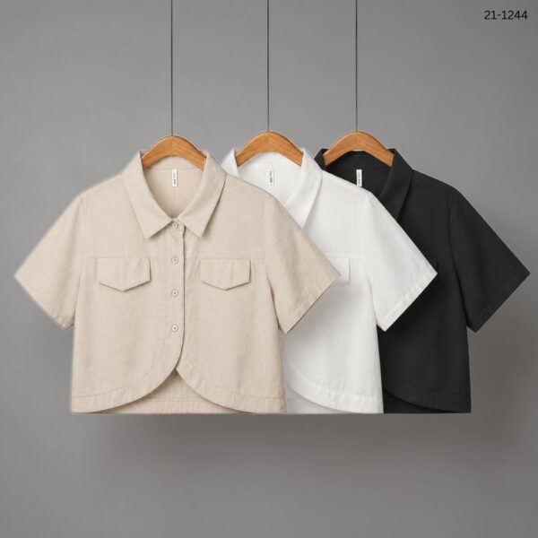 เสื้อครอปปกเชิ้ตแขนสั้น