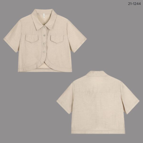 เสื้อครอปปกเชิ้ตแขนสั้น