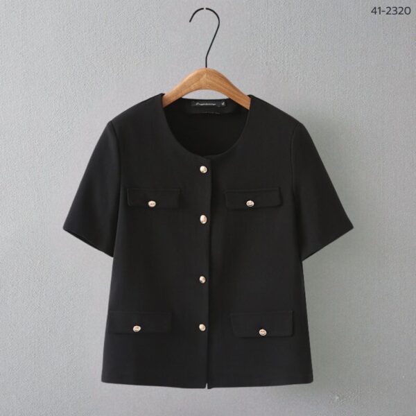 เสื้อทำงานแขนสั้นคอกลม