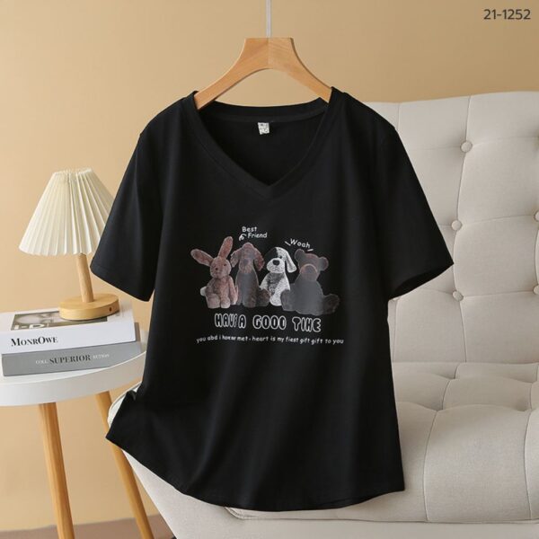 21-1252 (11) เสื้อยืดพิมพ์ลายตุ๊กตา