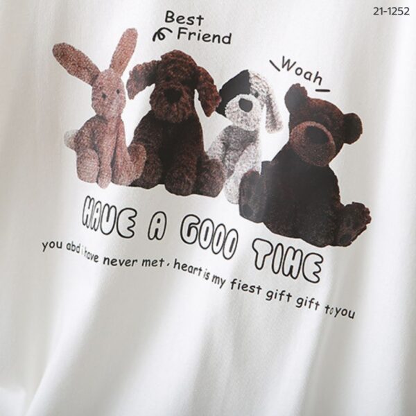 21-1252 (4) เสื้อยืดพิมพ์ลายตุ๊กตา