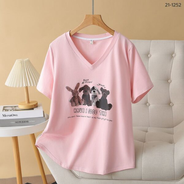 21-1252 (9) เสื้อยืดพิมพ์ลายตุ๊กตา