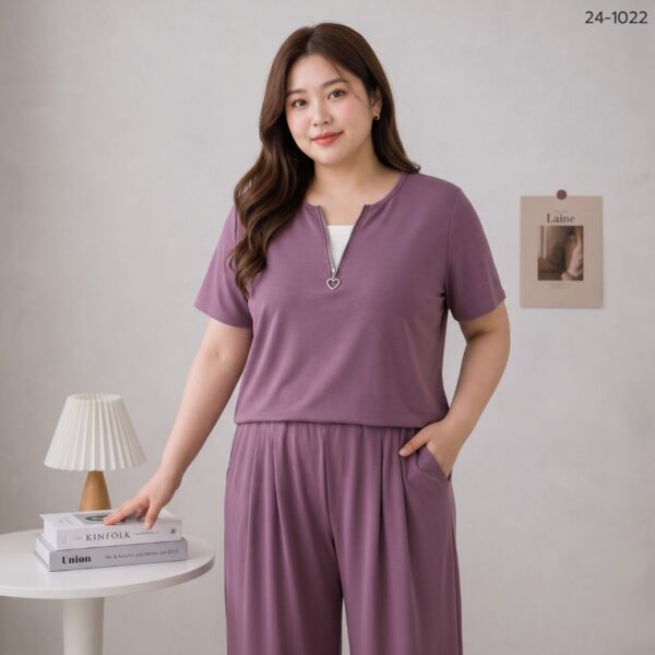 24-1022 ชุดเช็ตเสื้อกางเกง