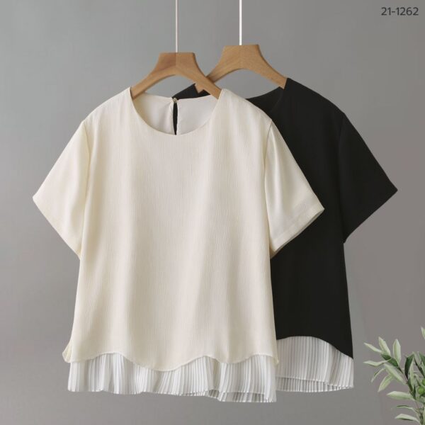 21-1262 (1) เสื้อคอกลมผ้าพลีท