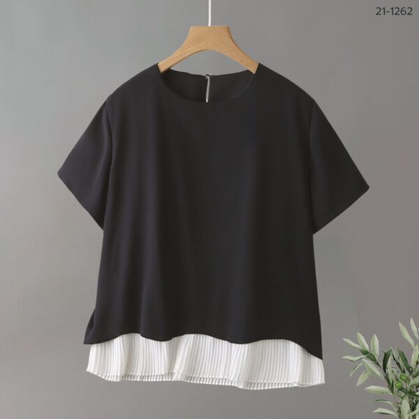 21-1262 (8) เสื้อคอกลมผ้าพลีท
