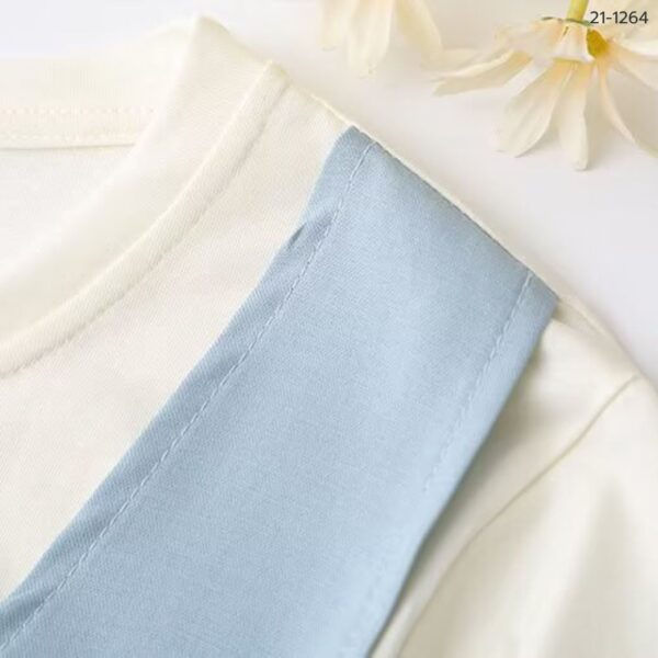 21-1264 (4) เสื้อคอกลมตัดต่อเสื้อกั๊ก