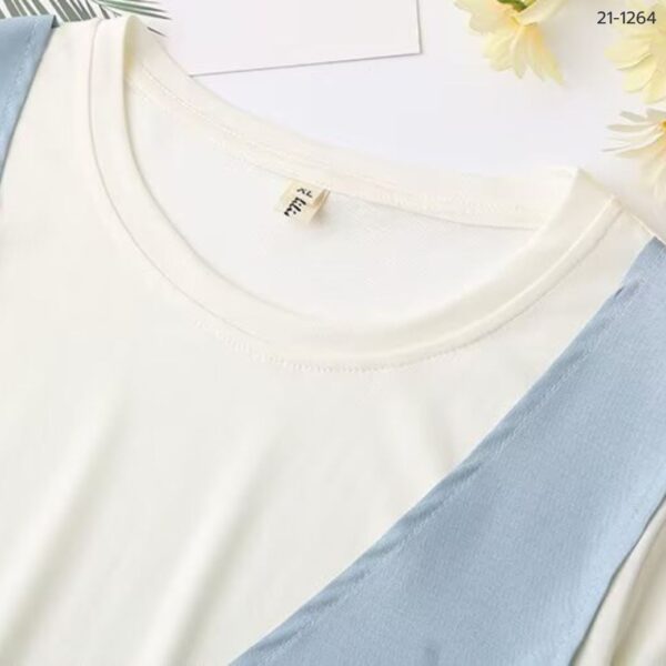 21-1264 (6) เสื้อคอกลมตัดต่อเสื้อกั๊ก