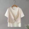 21-1264 (9) เสื้อคอกลมตัดต่อเสื้อกั๊ก