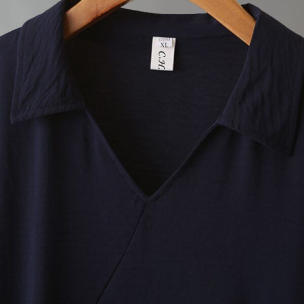 21-1266 (6) เสื้อคอวีผูกโบว์ช่วงเอว