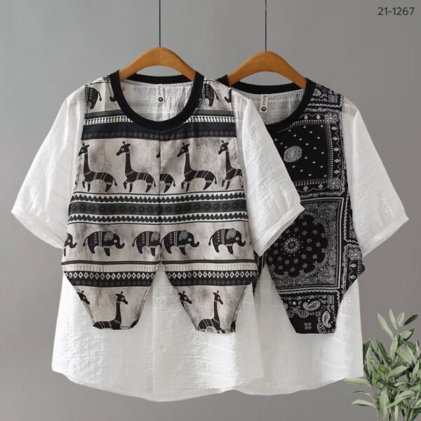 เสื้อคอกลมตัดต่อเสื้อกั้ก
