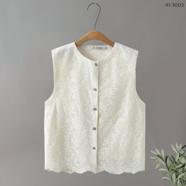 41-3003 (1) เสื้อแขนกุดผ้าลูกไม้
