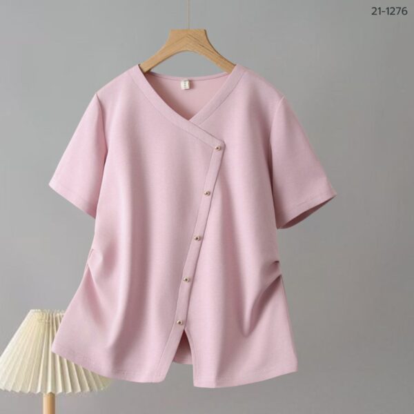 21-1276 (9) เสื้อยืดแต่งกระดุม