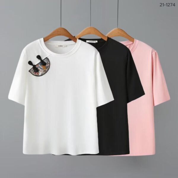 21-1274 (1) เสื้อยืดปักลายจีน