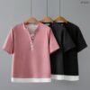 21-1278 (1) เสื้อคอวีแต่งกระดุม