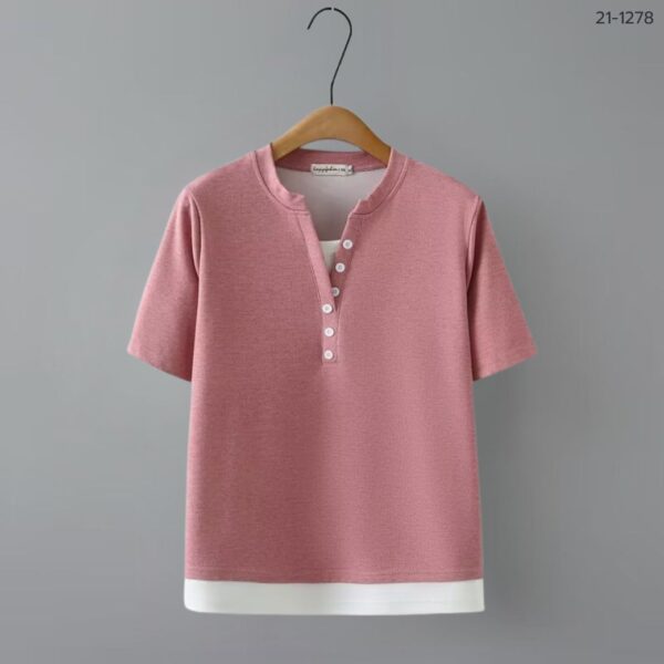 21-1278 (7) เสื้อคอวีแต่งกระดุม