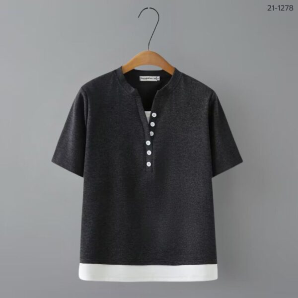 21-1278 (8) เสื้อคอวีแต่งกระดุม