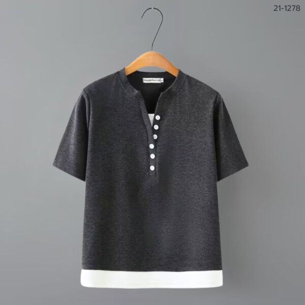 21-1278 (9) เสื้อคอวีแต่งกระดุม