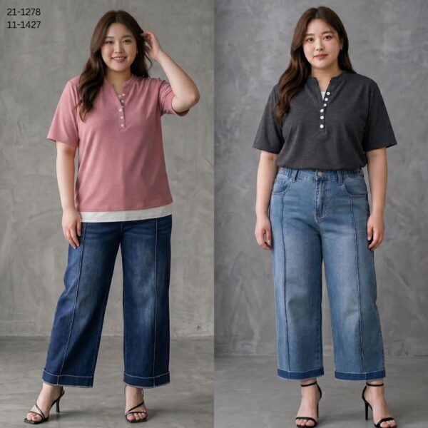 21-1278+11-1427 (2) เสื้อคอวีแต่งกระดุม