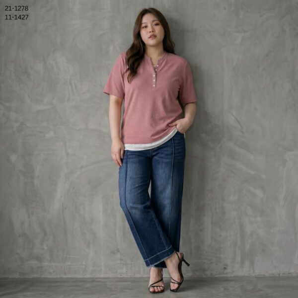 21-1278+11-1427 (3) เสื้อคอวีแต่งกระดุม