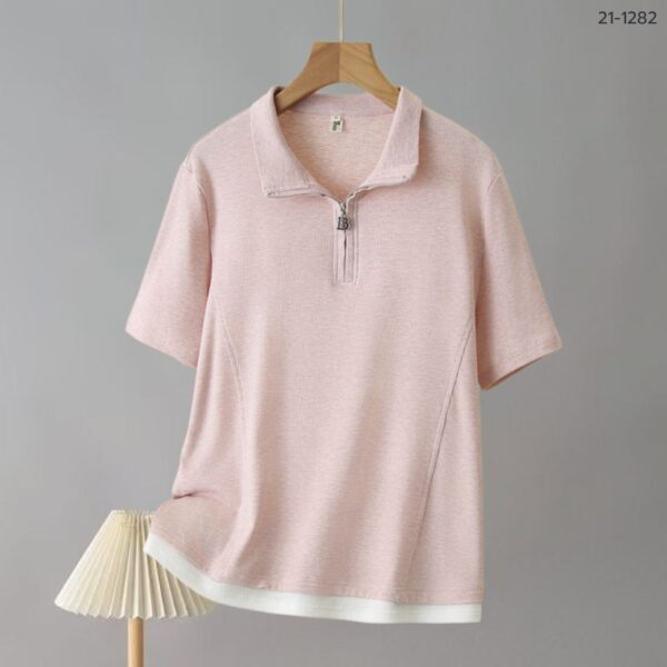 21-1282 (10) เสื้อยืดคอปีนมีซิบรูด