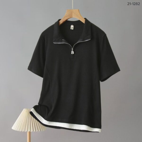 21-1282 (11) เสื้อยืดคอปีนมีซิบรูด