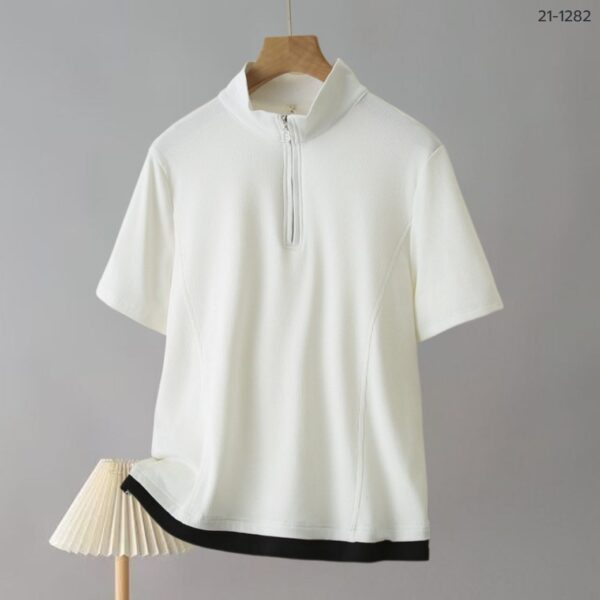 21-1282 21-1282 เสื้อยืดคอปีนมีซิบรูด