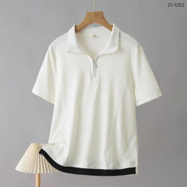 21-1282 (9) เสื้อยืดคอปีนมีซิบรูด