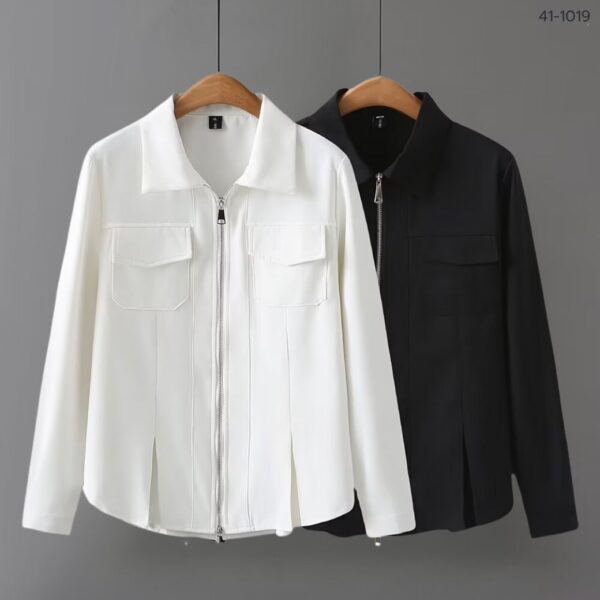 41-1019 (1) เสื้อเชิ๊ตซิปหน้าแขนยาว