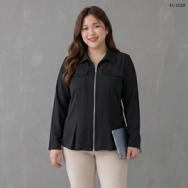 41-1019 เสื้อเชิ๊ตซิปหน้าแขนยาว