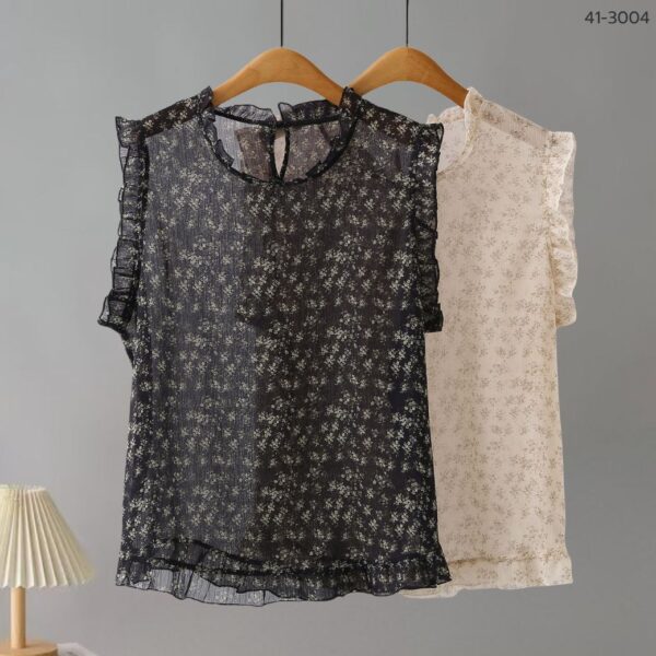 41-3004 (1) เสื้อชีฟองซีทรูแขนกุด